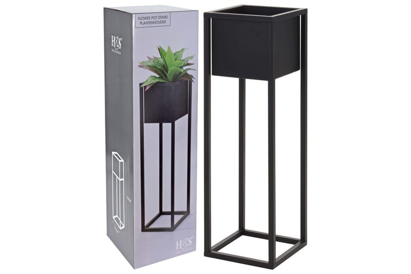 Home&Styling Blomsterpotte på stativ metall svart 70 cm - Hagemøbler - Øvrig utendørs - Tilbehør utendørs - Hagekrukker