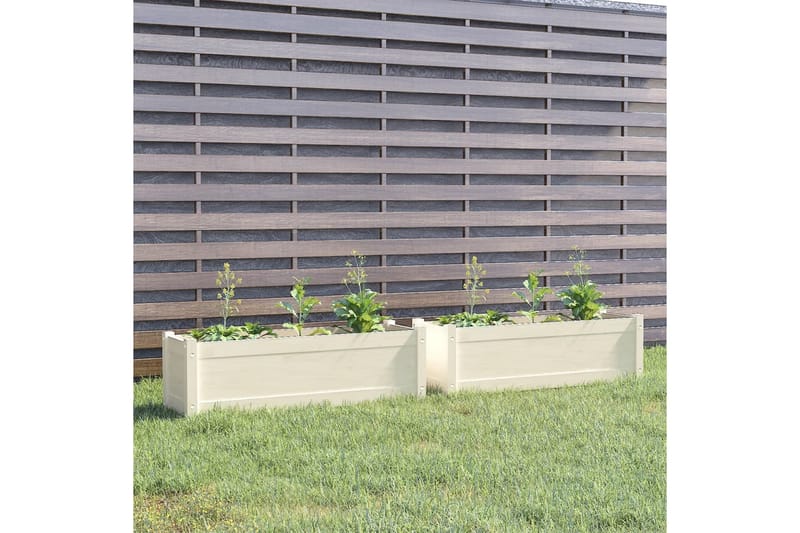 Plantekasse 2 stk hvit 100x31x31 cm heltre furu - Hvit - Hagemøbler - Øvrig utendørs - Tilbehør utendørs - Hagekrukker
