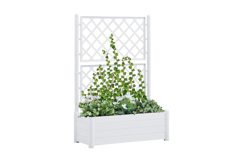 Plantekasse med espalier 100x43x142 cm PP hvit - Hvit - Hagemøbler - Øvrig utendørs - Tilbehør utendørs - Hagekrukker