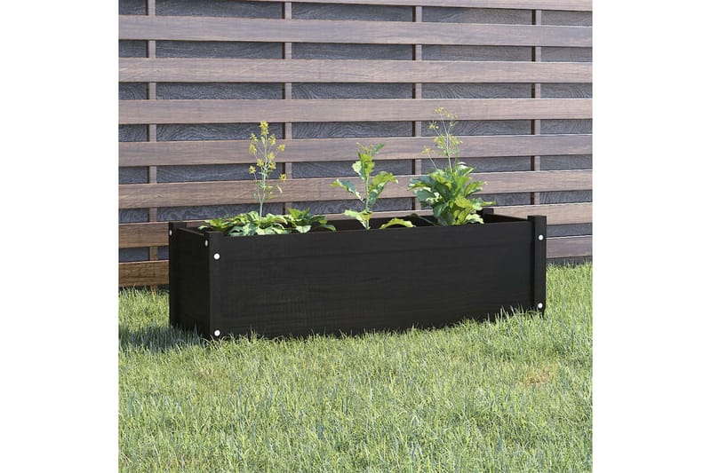 Plantekasse svart 100x31x31 cm heltre furu - Svart - Hagemøbler - Øvrig utendørs - Tilbehør utendørs - Hagekrukker