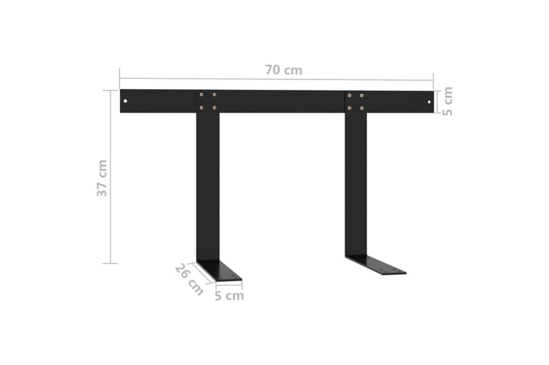 Ryggstøtte til pallesofa svart 70 cm jern - Svart - Hagemøbler - Balkong - Balkongmøbler - Balkongstoler
