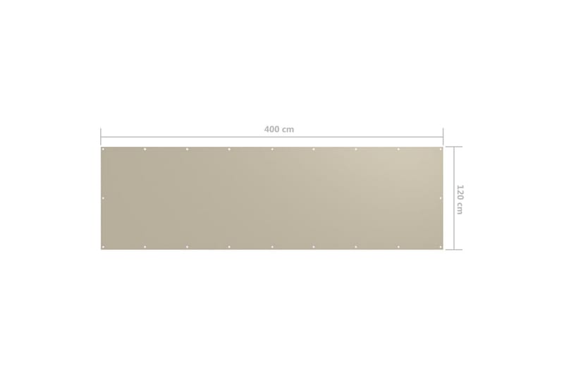 Balkongskjerm beige 120x400 cm oxfordstoff - Beige - Hagemøbler - Balkong - Sikkerhet & vindbeskyttelse balkong - Balkongbeskyttelse