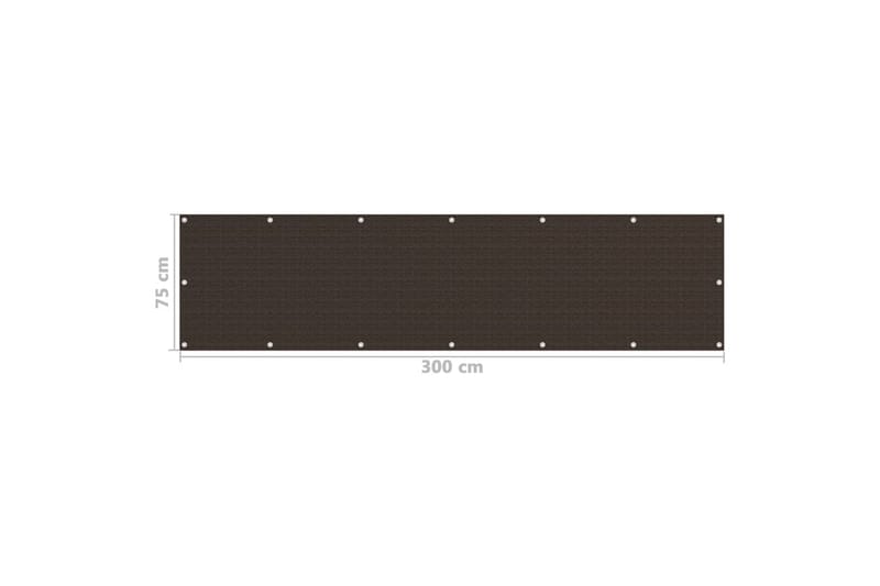 Balkongskjerm brun 75x300 cm HDPE - Brun - Hagemøbler - Balkong - Sikkerhet & vindbeskyttelse balkong - Balkongbeskyttelse