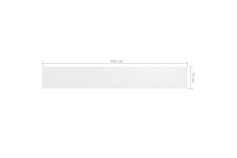 Balkongskjerm hvit 75x500 cm oxfordstoff - Hvit - Hagemøbler - Balkong - Sikkerhet & vindbeskyttelse balkong - Balkongbeskyttelse