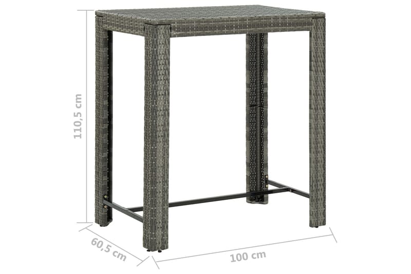 Utendørs barbord grå 100x60,5x110,5 cm polyrotting - Grå - Hagemøbler - Hagebord - Barbord