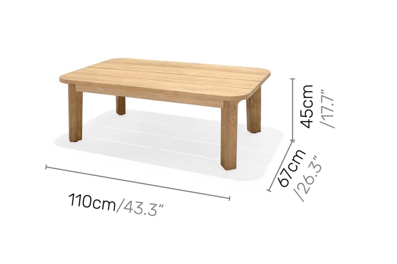 Bahamas Sofabord 110 cm - Tre / Natur - Hagemøbler - Hagebord - Cafébord