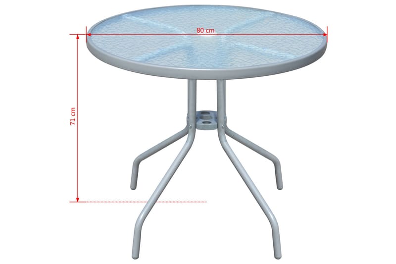 Bistrobord grå 80x71 cm stål - Glass/Grå - Hagemøbler - Hagebord - Cafebord