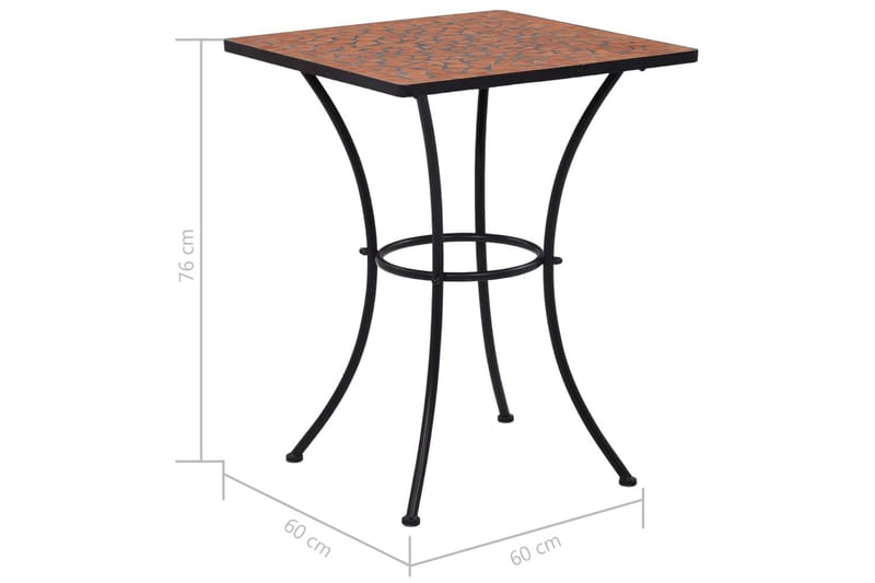 Mosaikkbistrosett med keramikkfliser 3 deler terrakotta - Hagemøbler - Hagebord - Cafebord