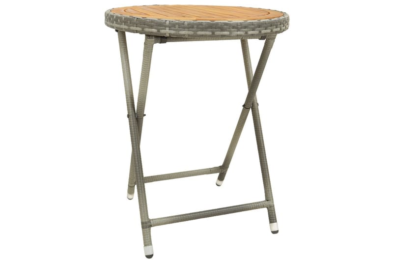 Tebord grå 60 cm polyrotting og heltre akasie - Hagemøbler - Hagebord - Cafébord
