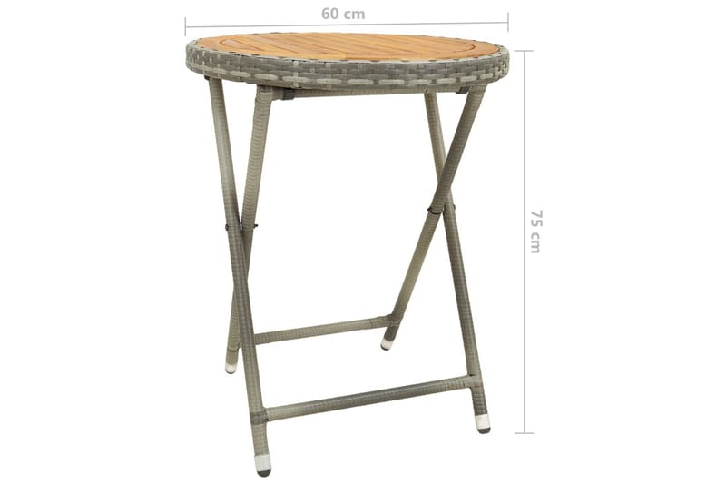 Tebord grå 60 cm polyrotting og heltre akasie - Hagemøbler - Hagebord - Cafébord