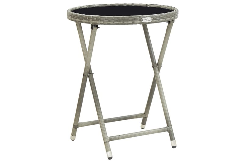 Tebord grå 60 cm polyrotting og herdet glass - Hagemøbler - Hagebord - Cafebord