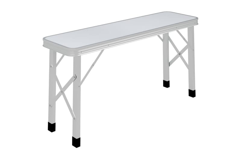 Sammenleggbart campingbord med 2 benker aluminium hvit - Hvit - Hagemøbler - Hagebord - Campingbord
