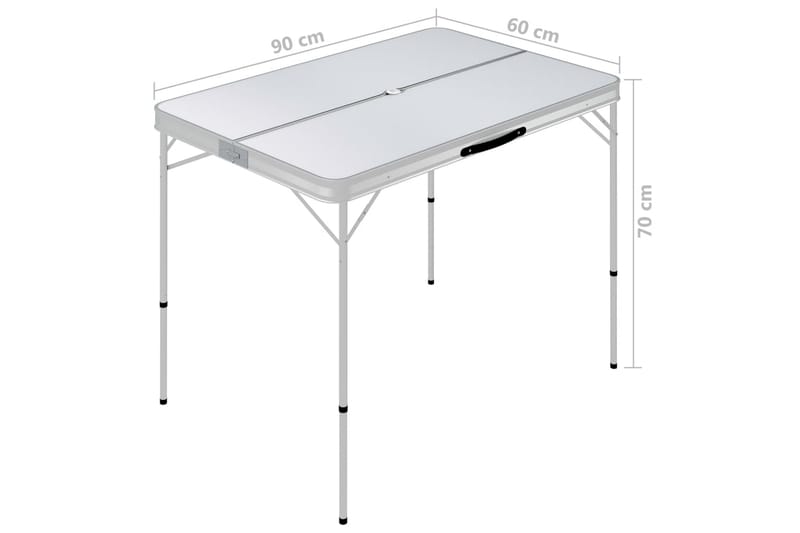 Sammenleggbart campingbord med 2 benker aluminium hvit - Hvit - Hagemøbler - Hagebord - Campingbord