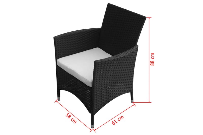 Utendørs spisestue med puter 5 deler polyrotting svart - Hagemøbler - Hagebord - Loungebord & Sofabord utendørs