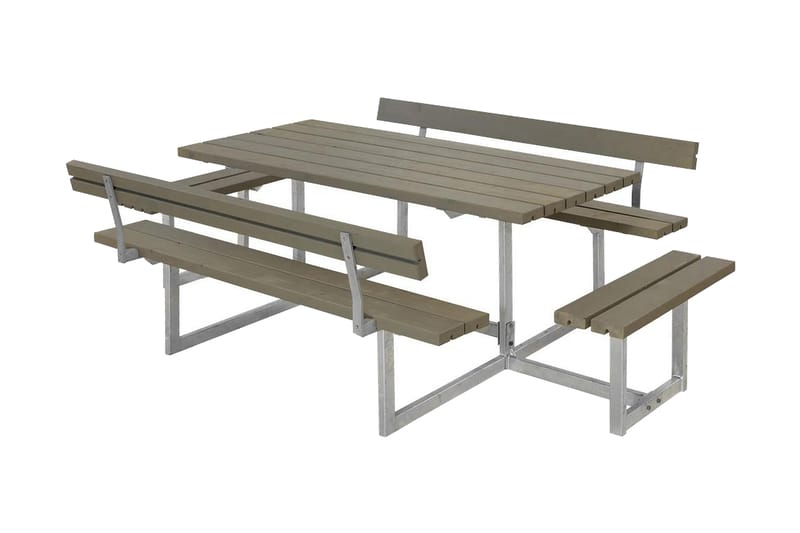 Basic bord- og benkesett med 2 ryggstøtter + 2 påbygginger - Hagemøbler - Hagebord - Piknikbord