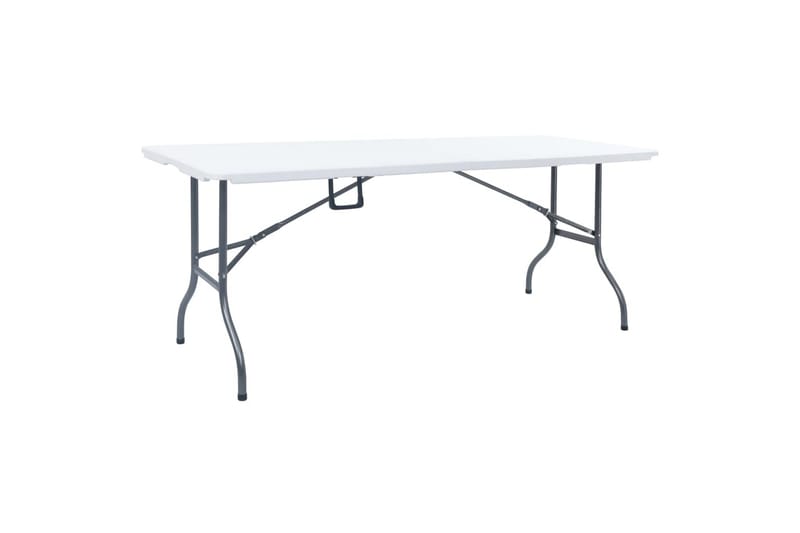 Sammenleggbart hagebord med 2 benker 180cm stål og HDPE hvit - Hvit - Hagemøbler - Hagebord - Piknikbord