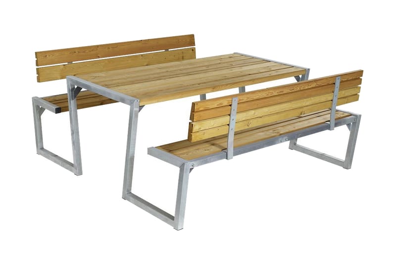 Zigma Piknikbord med Benk 2 Ryggstøtte - Naturell - Hagemøbler - Hagebord - Piknikbord