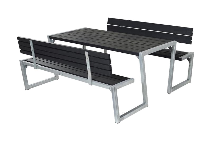 Zigma Piknikbord med Benk 2 Ryggstøtte - Svart - Hagemøbler - Hagebord - Piknikbord