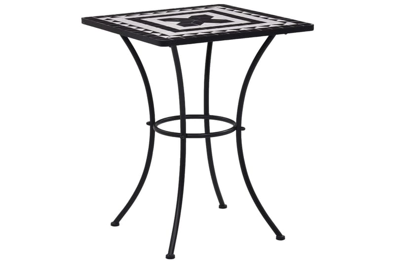 Mosaikkbistrobord svart og hvit 60 cm keramikk - Svart - Hagemøbler - Balkong - Balkongmøbler - Balkongbord