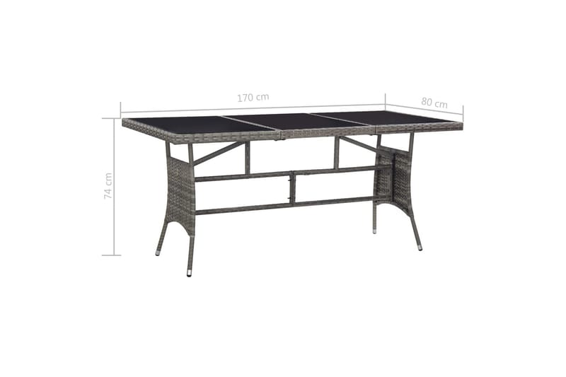 Hagebord grå 170x80x74 cm polyrotting - Hagemøbler - Hagebord - Spisebord