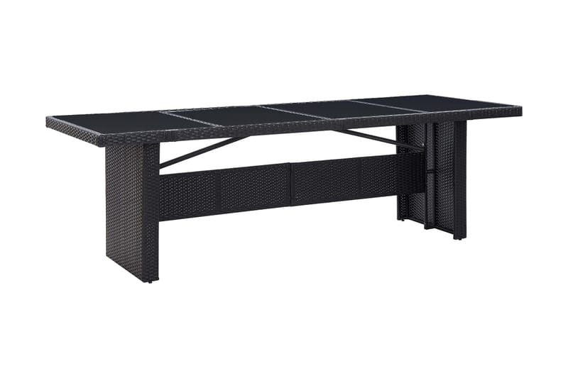 Hagebord svart 240x90x74 cm polyrotting og glass - Svart - Hagemøbler - Hagebord - Spisebord