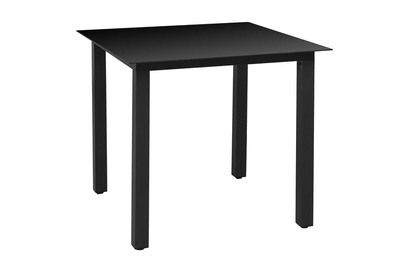 Hagebord svart 80x80x74 cm aluminium og glass - Glass/Svart - Hagemøbler - Hagebord - Spisebord ute