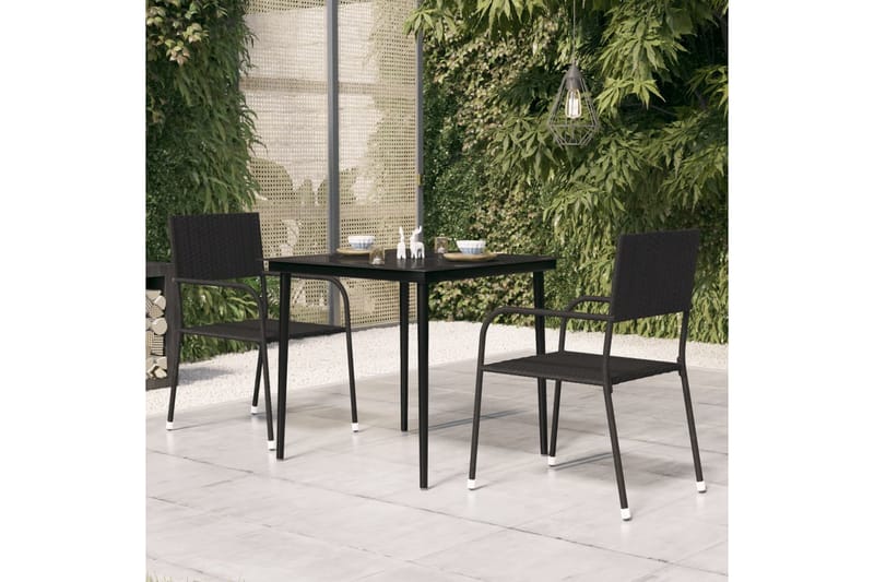 Hagebord svart 80x80x74 cm stål og glass - Svart - Hagemøbler - Hagebord - Spisebord ute