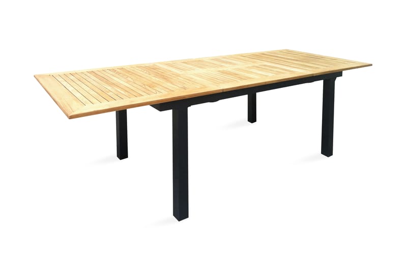 Mexico Forlengningsbart Spisebord 160 cm - Svart/Teak - Hagemøbler - Spisegrupper hage - Komplette spisegrupper