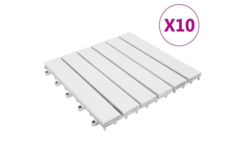 Terrassebord 10 stk hvit 30x30 cm heltre akasie - Hvit - Hagemøbler - Hagebord - Spisebord