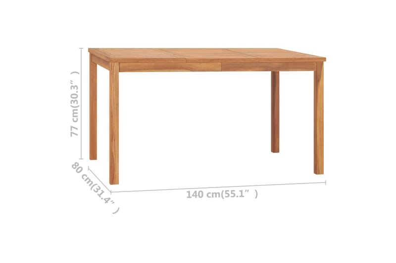 Utendørs spisebord 140x80x77 cm heltre teak - Hagemøbler - Hagebord - Spisebord