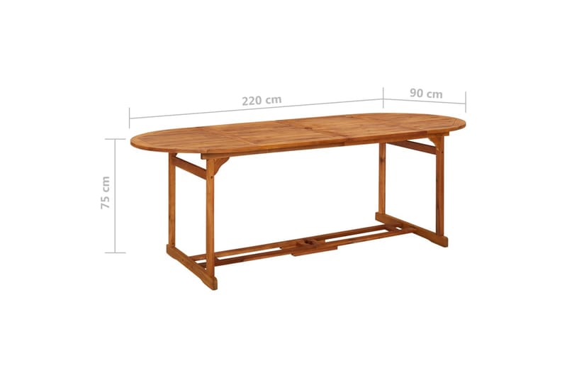 Utendørs spisebord 220x90x75 cm heltre akasie - Brun - Hagemøbler - Hagebord - Spisebord