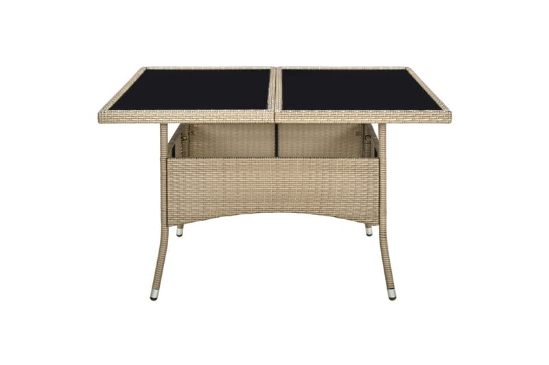 Utendørs spisebord beige polyrotting og glass - Beige - Hagemøbler - Hagebord - Spisebord