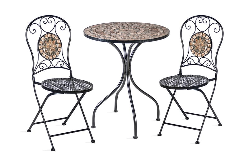 Cafesett MOSAIC bord og 2 stoler D60xH70cm - Hagemøbler - Spisegrupper hage - Cafégrupper