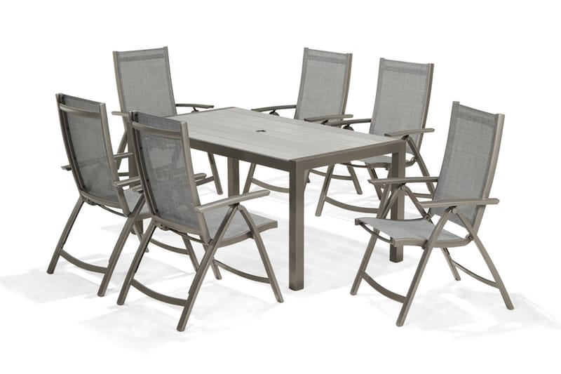 Solana Spisegruppe 160 cm + 4 Posisjonsstoler - Grå - Hagemøbler - Spisegrupper hage - Komplette spisegrupper
