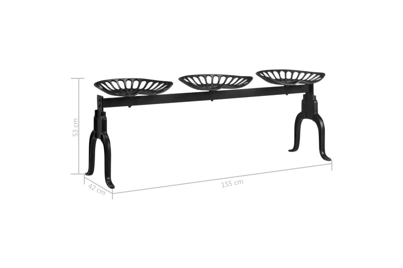 Benk 3-seter 155 cm svart støpejern - Hagemøbler - Sofaer & benker - Benker