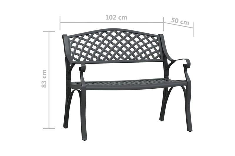 Hagebenk 102 cm støpt aluminium svart - Svart - Hagemøbler - Sofaer & benker - Benker