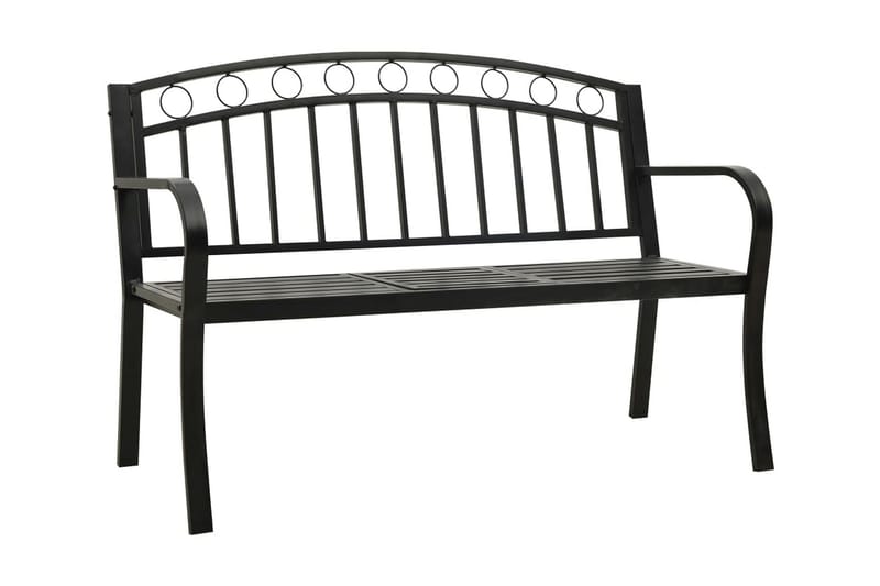 Hagebenk med bord 125 cm stål svart - Svart - Hagemøbler - Utesofa - Benker