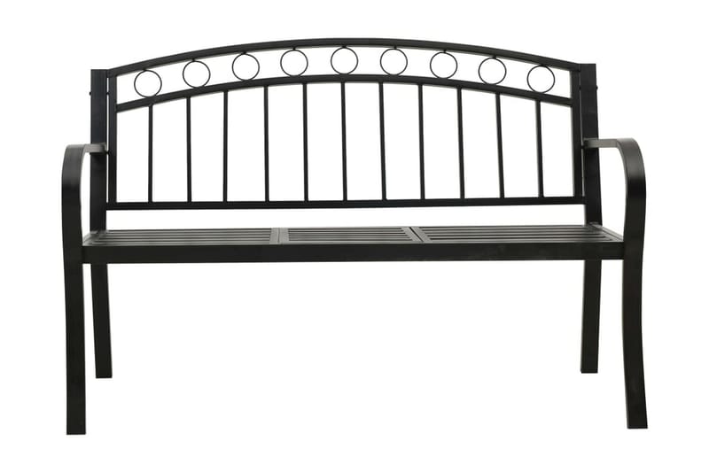 Hagebenk med bord 125 cm stål svart - Svart - Hagemøbler - Sofaer & benker - Benker