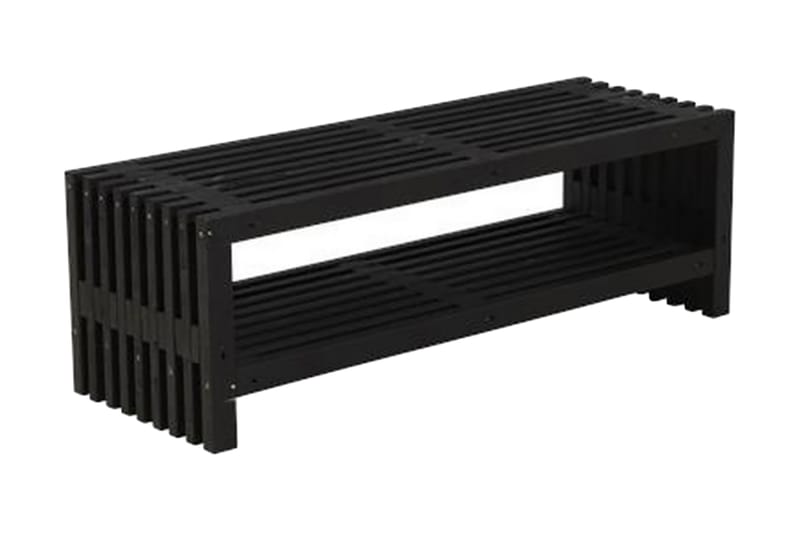 Rustikk benk Design av terrassebord138x49x45cm m/hylle svart - Hagemøbler - Utesofa - Benker