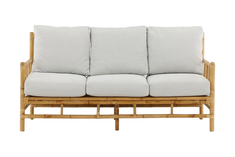 Cane 3-seter Sofa med Pute Bambus/Grå - Venture Home - Hagemøbler - Sofaer & benker - Hagesofa