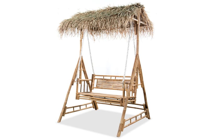 Huskebenk med palmeblader 2 seter bambus 202 cm - Hagemøbler - Utesofa - Hammocker