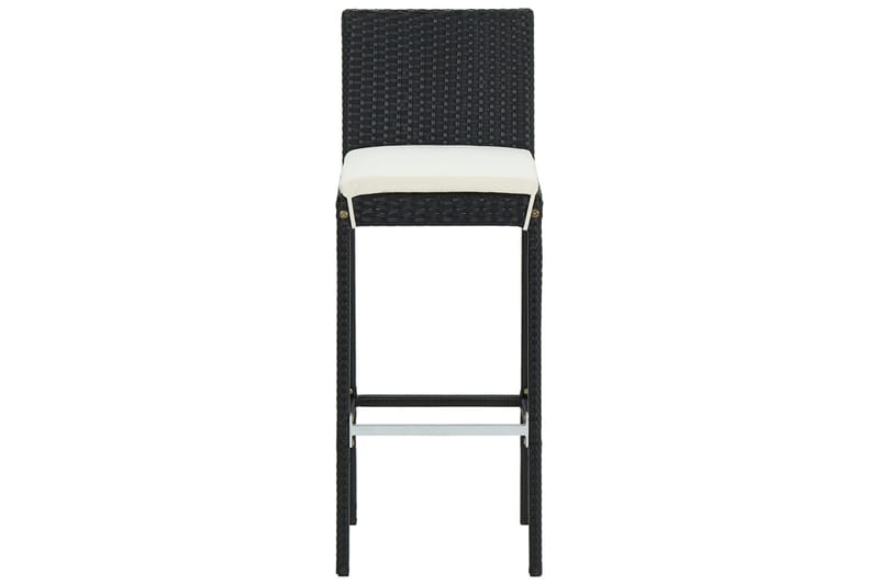 Utendørs barstoler med puter 4 stk svart polyrotting - Svart - Hagemøbler - Stoler & Lenestoler - Barstol