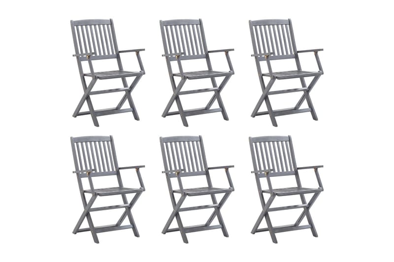 Klappstoler 6 stk heltre akasie - Grå - Hagemøbler - Balkong - Balkongmøbler - Balkongstoler
