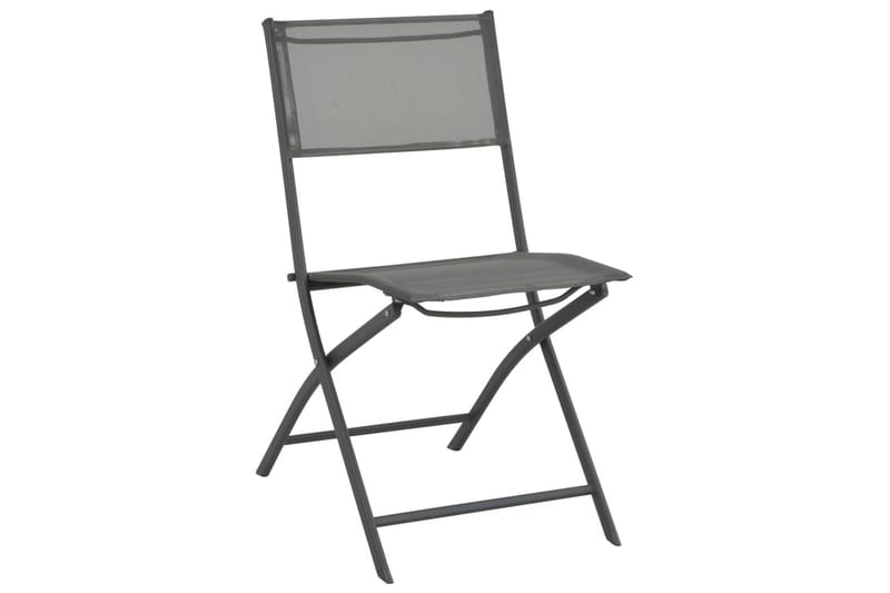 Foldbare utestoler 4 stk grå stål og textilene - Grå - Hagemøbler - Stoler & Lenestoler - Spisestoler & hagestoler utendørs