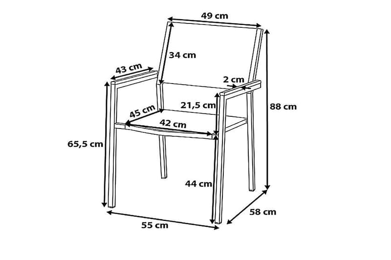 Grosseto Stol 6-pk 58 cm - Svart - Hagemøbler - Stoler & Lenestoler - Spisestoler & hagestoler utendørs