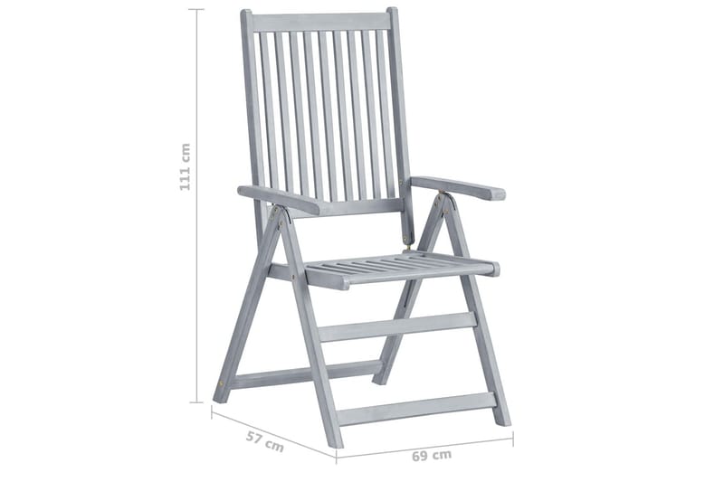 Hagelenestol 2 stk grå heltre akasie - Hagemøbler - Stoler & Lenestoler - Spisestoler & hagestoler utendørs