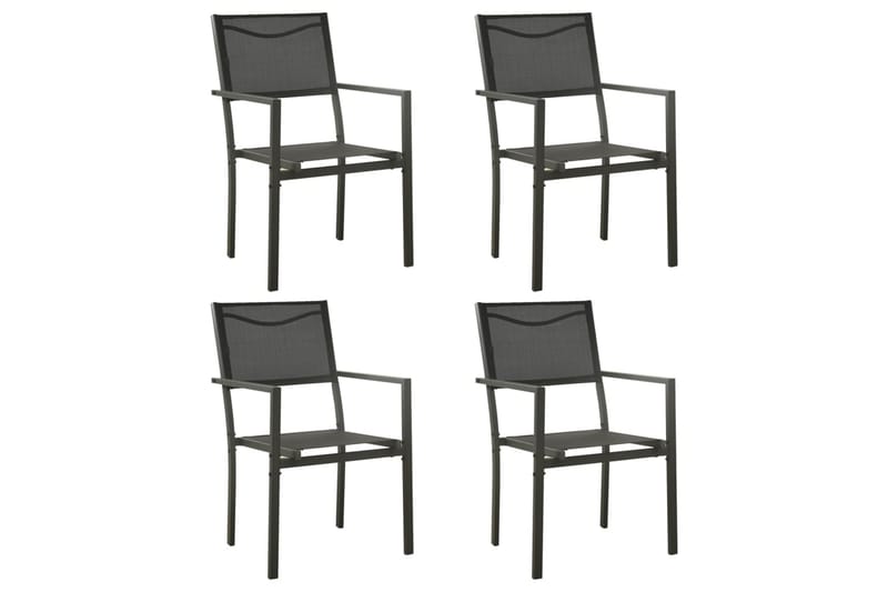 Hagestoler 4 stk textilene og stål svart og antrasitt - Svart - Hagemøbler - Balkong - Balkongmøbler - Balkongstoler