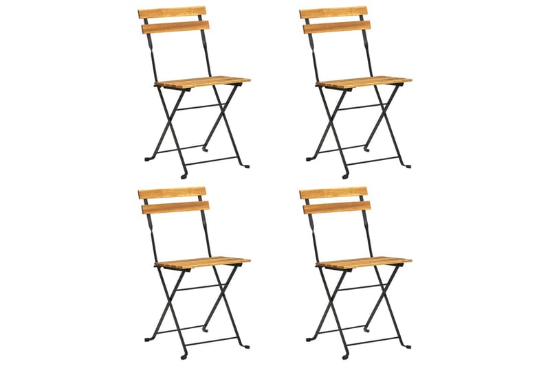 Sammenleggbare bistrostoler 4 stk heltre akasie - Brun - Hagemøbler - Stoler & Lenestoler - Spisestoler & hagestoler utendørs
