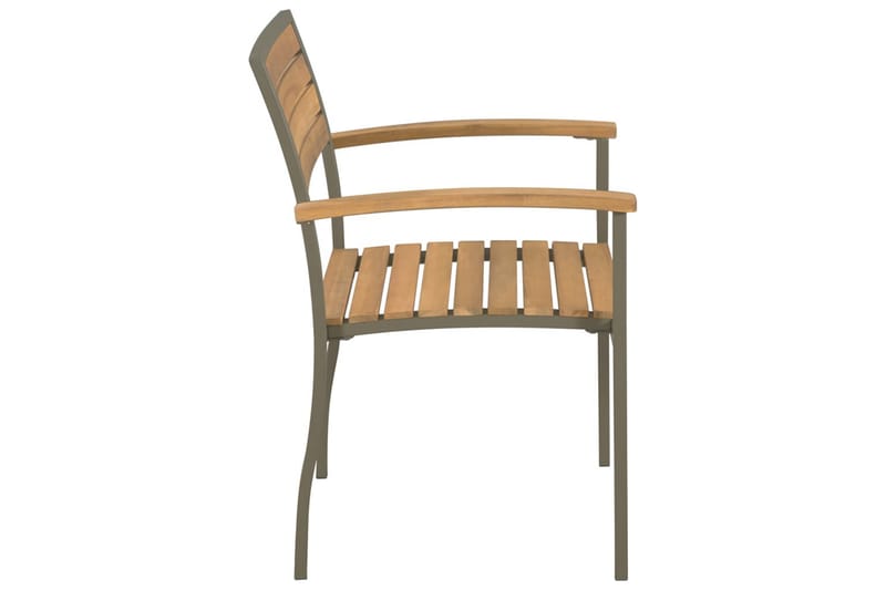 Stablestoler 2 stk heltre akasie og stål - Akasie - Hagemøbler - Stoler & Lenestoler - Spisestoler