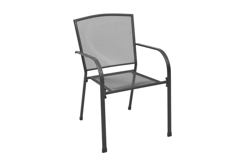 Stablestoler 2 stk stål grå - Grå - Hagemøbler - Stoler & Lenestoler - Spisestoler & hagestoler utendørs